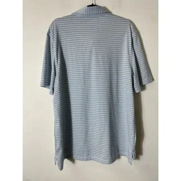 Men's Vineyard Vines Sankaty Performance Blue Green Striped Polo Shirt Sz XL - Picture 4 of 4
